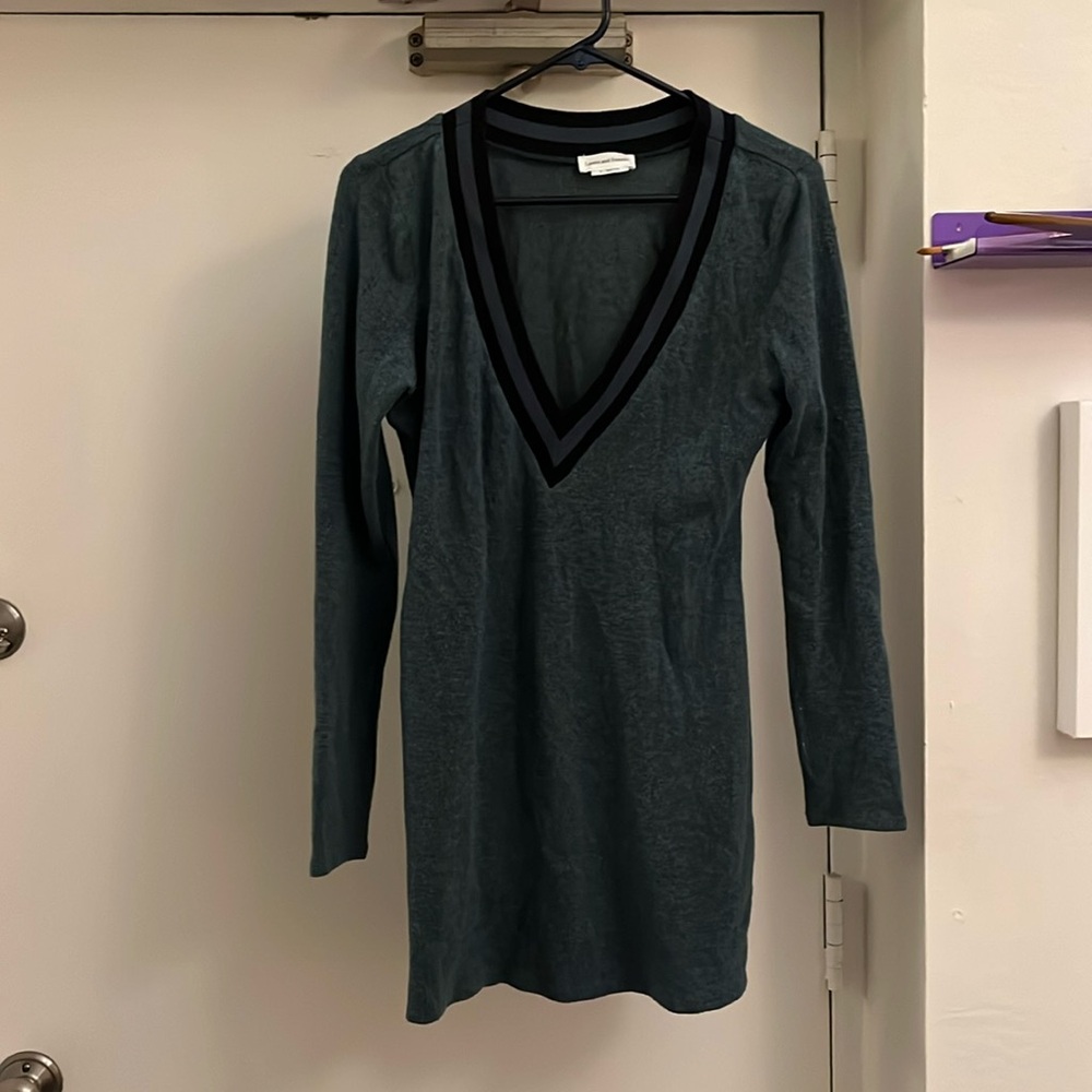 Lovers and friends green v neck sporty long sleeve dress size M